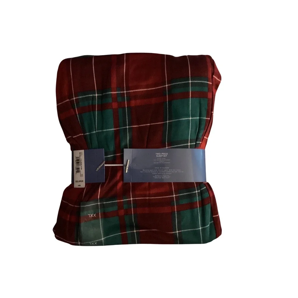 Liz Claiborne Pajama Set Womens XXL Red Plaid‎ 2 Piece Cool Calm Sleepwear New